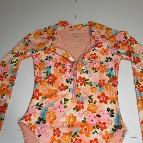 Blackbough Long Sleeve Floral Zip Swimsuit Rash Guard Small NWOT - Picture 8 of 10
